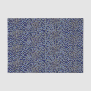 Papel De Seda Impressão de leopardo azul