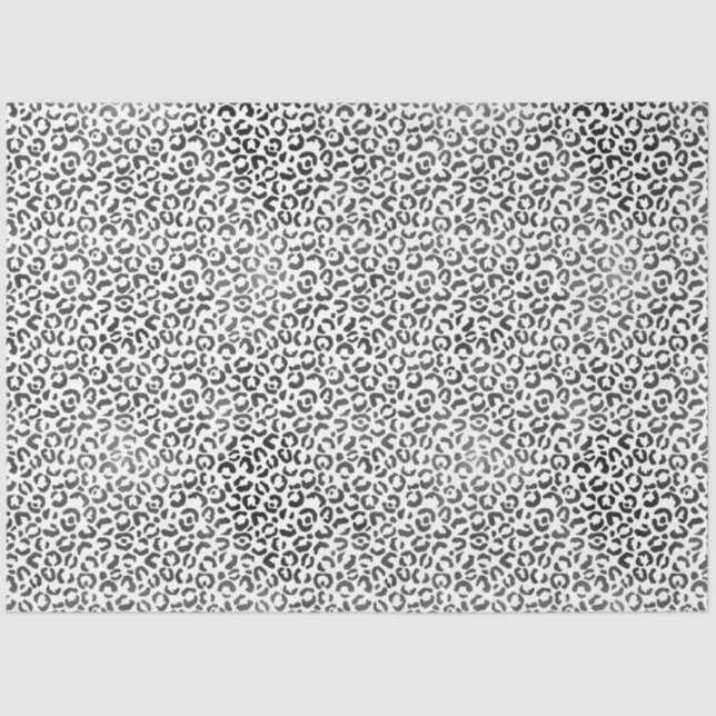 Papel De Seda Impressão de Leopardo Branco Preto (Frente )