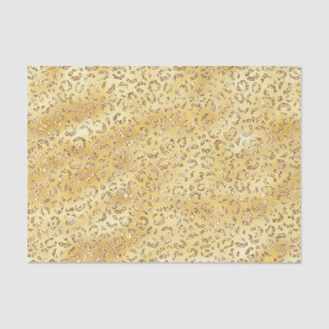 Papel De Seda Impressão de Leopardo com Brilho Falso Dourado (Frente )
