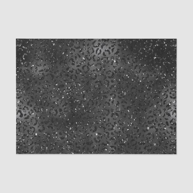 Papel De Seda Impressão de leopardo com brilho falso preto (Frente )