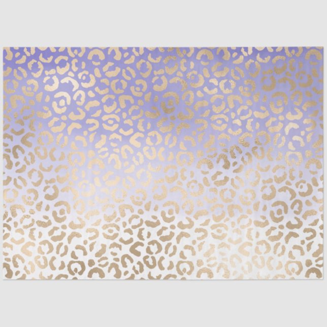 Papel De Seda Impressão de Leopardo de Ombro Dourado Roxo (Frente )