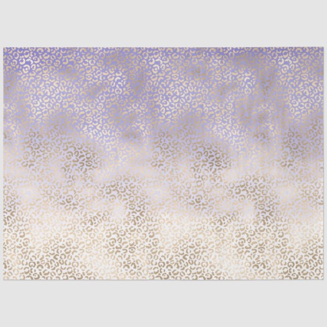 Papel De Seda Impressão de Leopardo Dourado Roxo (Frente )