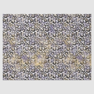 Papel De Seda Impressão de Leopardo Dourado Roxo