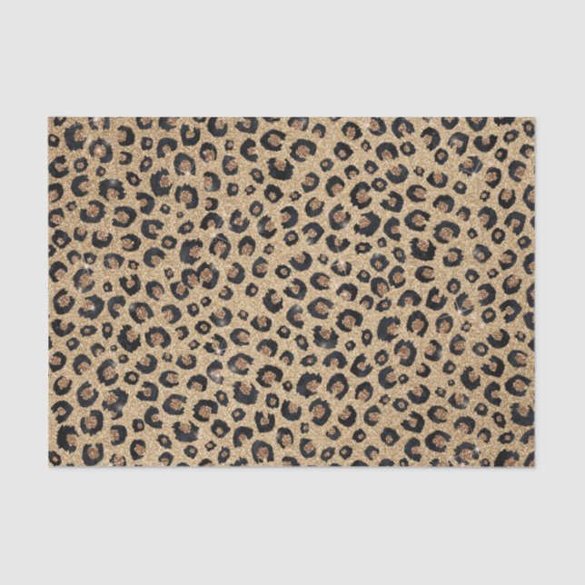 Papel De Seda Impressão de Leopardo Negro brilhante Dourado Eleg (Frente )