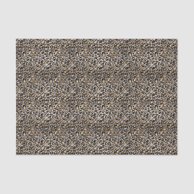 Papel De Seda Impressão de Leopardo Pequeno Metálico Glam (Frente )