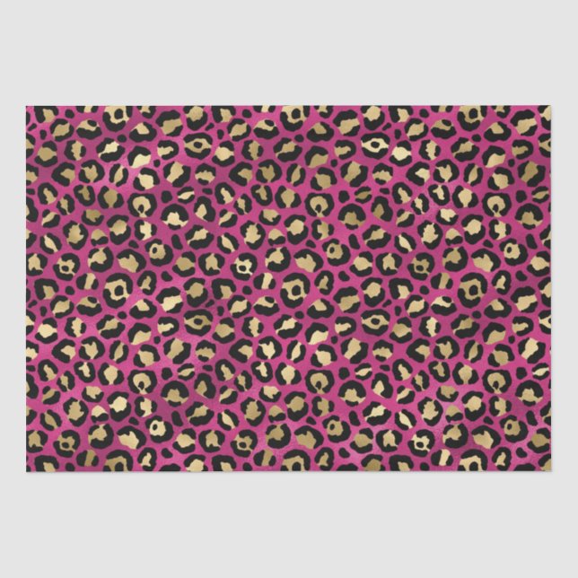 Papel De Seda Impressão de leopardo rosa ousado | Padrão de anim (Frente )