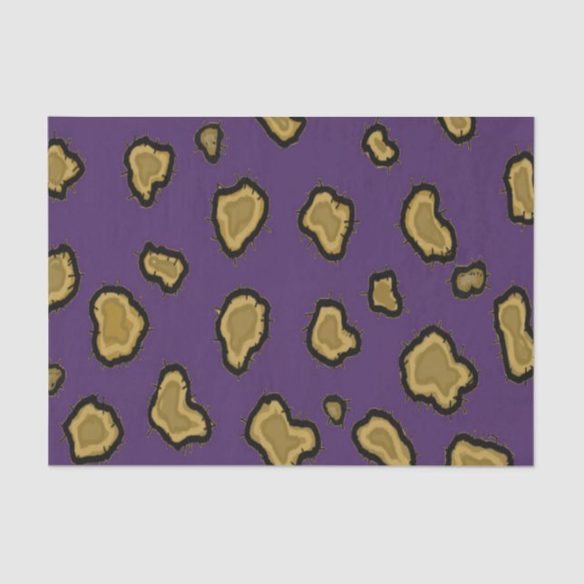 Papel De Seda Impressão de leopardo roxo e dourado (Frente )