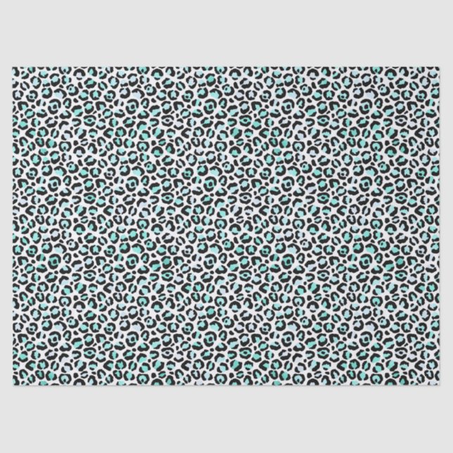 Papel De Seda Impressão de Leopardo Verde na Decoupage Branca (Frente )