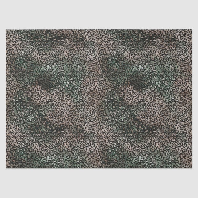 Papel De Seda Impressão de Leopardo Verde-Teal Brown (Frente )
