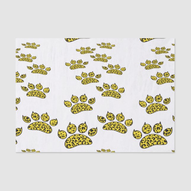 Papel De Seda Impressão de Pata Leopardo (Frente )