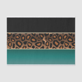 Papel De Seda Impressão de Teal, Preto e Jaguar