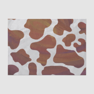 Papel De Seda Impressão de Vaca Marrom e Branco
