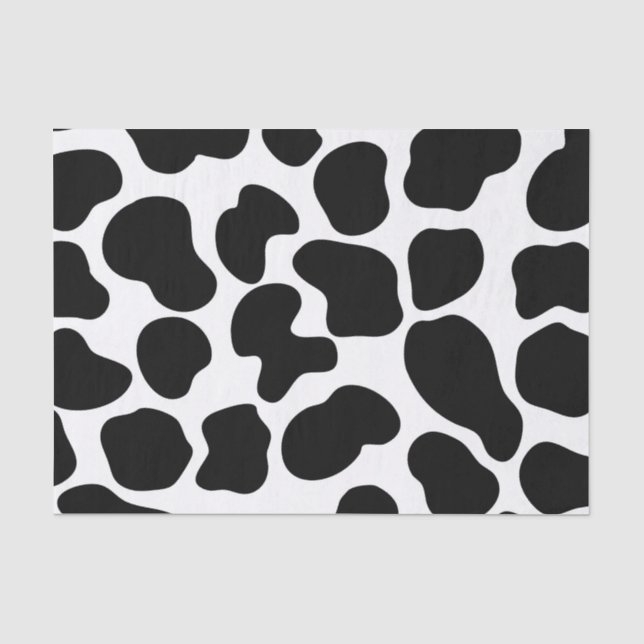 Papel De Seda Impressão de Vaca Preto e Branco Fazenda Rústica (Frente )