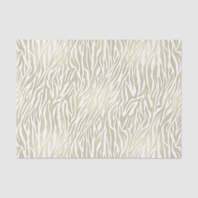 Papel De Seda Impressão de Zebra Dourada Chic (Frente )