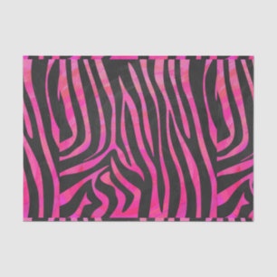 Papel De Seda Impressão de zebra preto e rosa quente