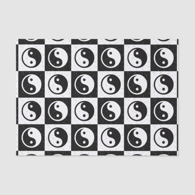 Papel De Seda Impressão do bloco Zen Yin-yang, branco preto, mar (Frente )