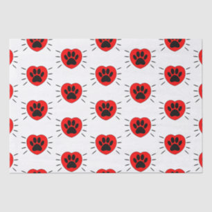 Papel De Seda Impressão Do Coração E Da Pata Do Cão