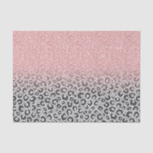 Papel De Seda Impressão do Leopard Glitter e Rosa Dourado Elega