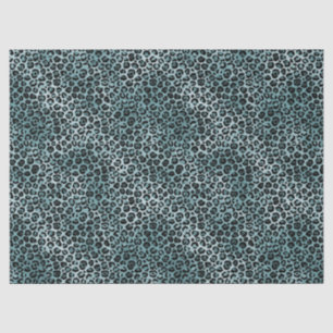 Papel De Seda Impressão do Leopardo Azul-Azul-Turquesa Glam