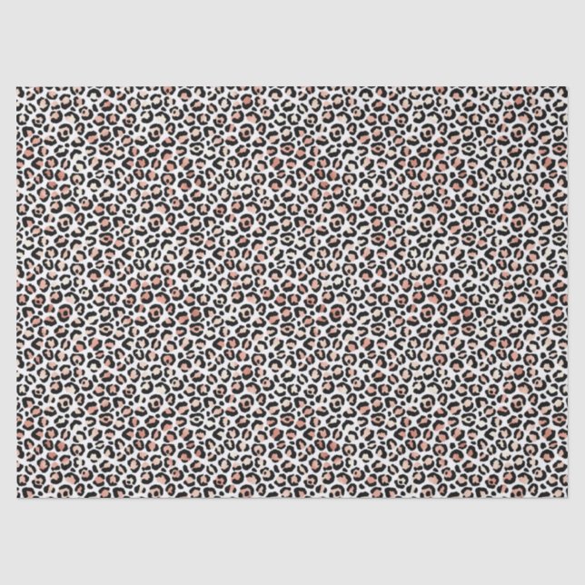 Papel De Seda Impressão do Leopardo Branco Preto e Rosa          (Frente )