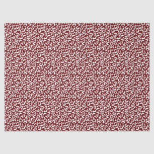 Papel De Seda Impressão do Leopardo Branco Vermelho