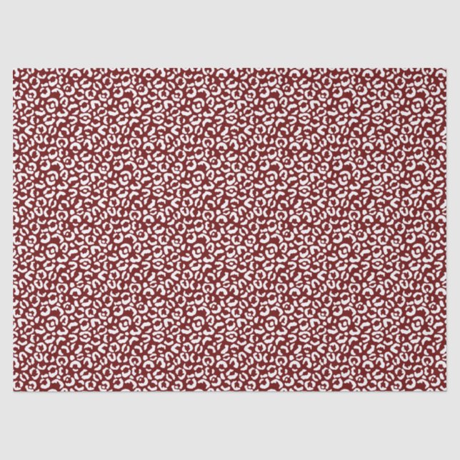 Papel De Seda Impressão do Leopardo Branco Vermelho (Frente )