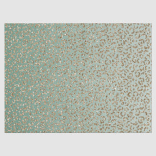 Papel De Seda Impressão do Leopardo Glitter Glitter Verde Emera