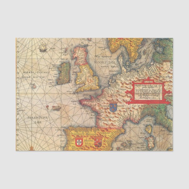 Papel De Seda Impressão do mapa do vintage (Frente )