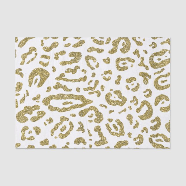 Papel De Seda Impressão Dourada de Leopardo Branco Chita Leopard (Frente )