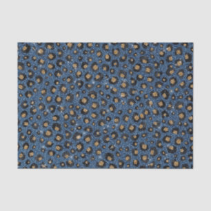 Papel De Seda Impressão Dourada de Leopardo com brilho azul cl