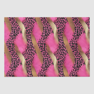 Papel De Seda Impressão Dourada de Leopardo com Glama Rosa Menin