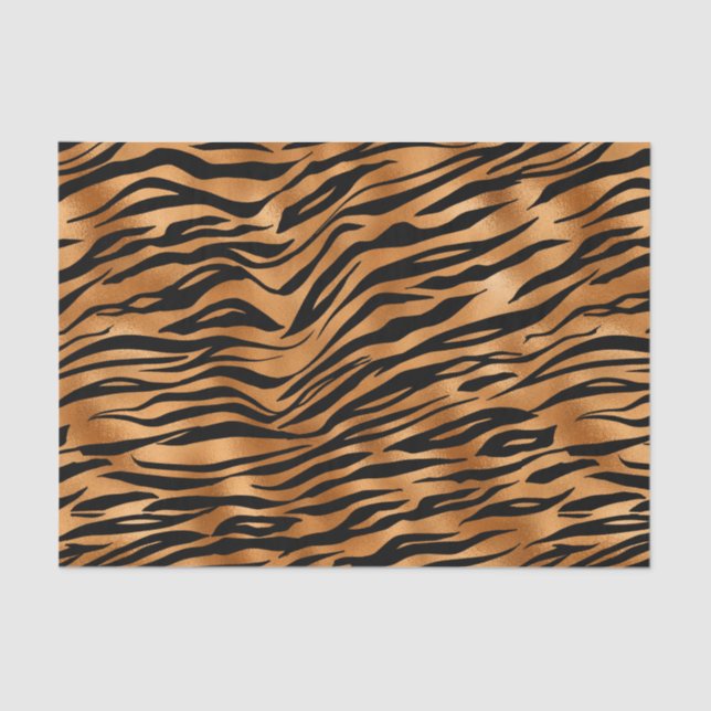 Papel De Seda Impressão Elegante De Tigre De Cobre (Frente )