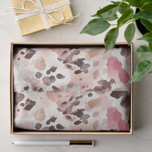 Papel De Seda Impressão em Animais de Leopardo Castanho Rosa-Ros (Presente)