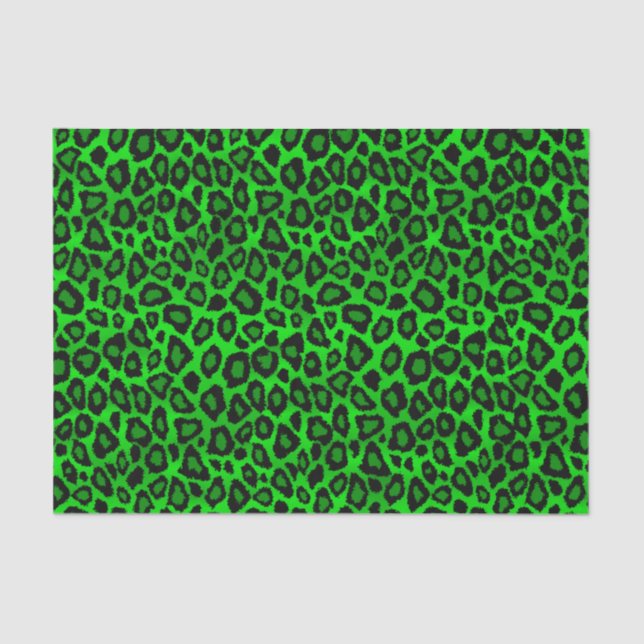 Papel De Seda Impressão em animais-leopardo-verde limão e preto (Frente )