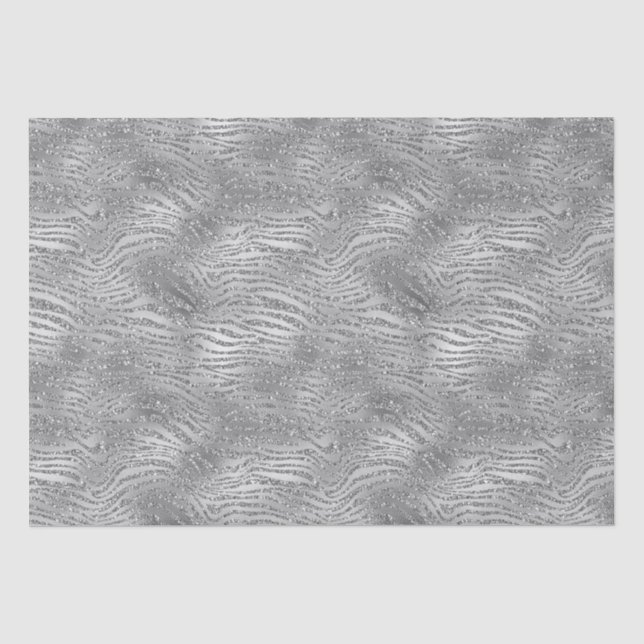 Papel De Seda Impressão em Zebra Glitz Silver (Frente )
