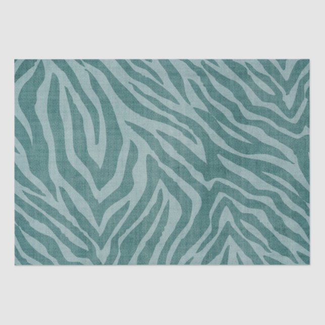 Papel De Seda Impressão em Zebra Verde Girly Teal (Frente )
