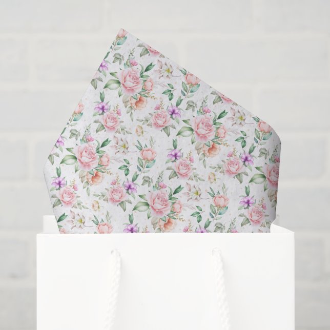 Papel De Seda  Impressão Floral  (Sacola de presentes)