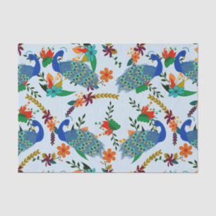 Papel De Seda Impressão floral do pavão feito sob encomenda do