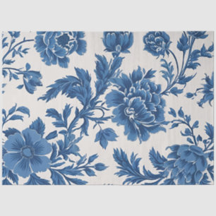 Papel De Seda Impressão Floral inspirada no Vitoriano Azul e Bra