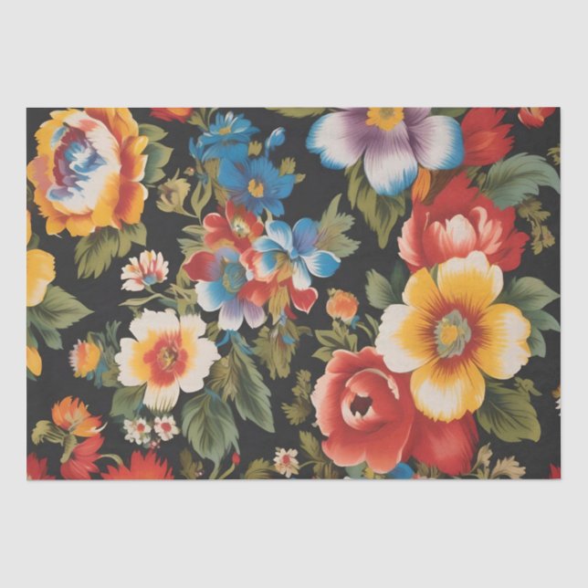 Papel De Seda Impressão Floral Italiana Decoupage /  (Frente )
