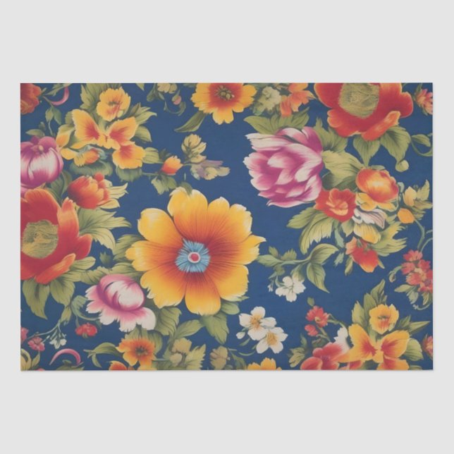 Papel De Seda Impressão Floral Italiana Decoupage /  (Frente )