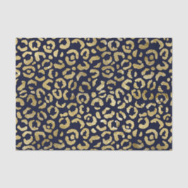 Papel De Seda Impressão Leopard, Marinho Dourado, Luxurista Glam