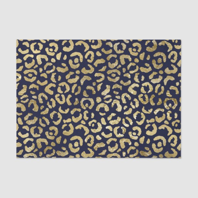 Papel De Seda Impressão Leopard, Marinho Dourado, Luxurista Glam (Frente )