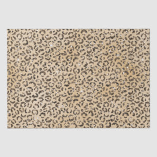 Papel De Seda Impressão Leopardo de Glitter Castanho