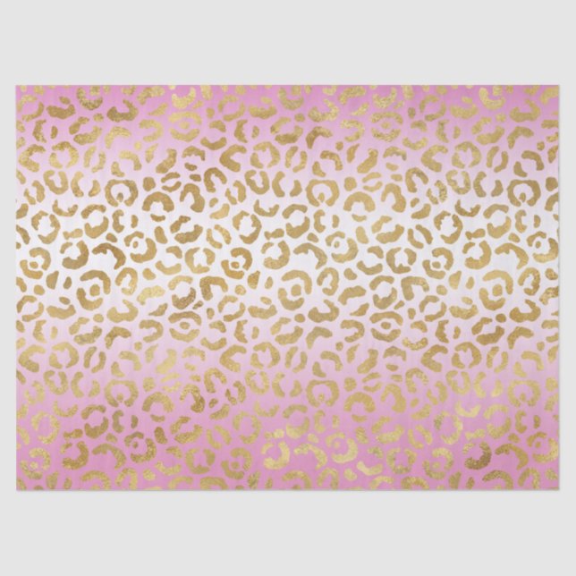 Papel De Seda Impressão Leopardo Dourada de Ombro Rosa      (Frente )