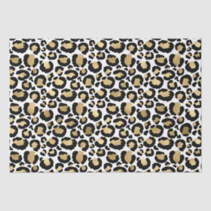 Papel De Seda Impressão Leopardo Dourado Preto