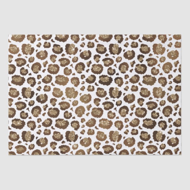 Papel De Seda Impressão Leopardo Glitter Dourada (Frente )