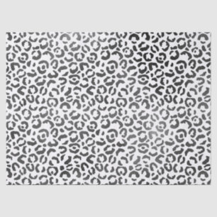 Papel De Seda Impressão Leopardo Preto e Branco            