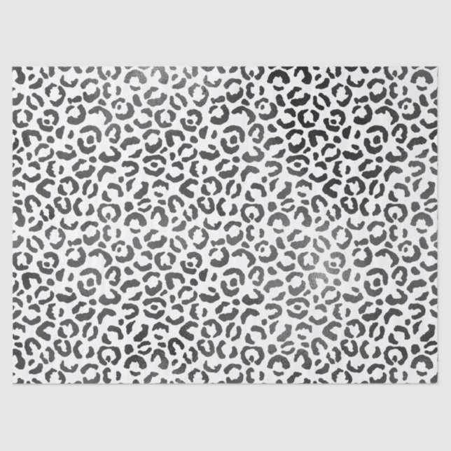 Papel De Seda Impressão Leopardo Preto e Branco             (Frente )
