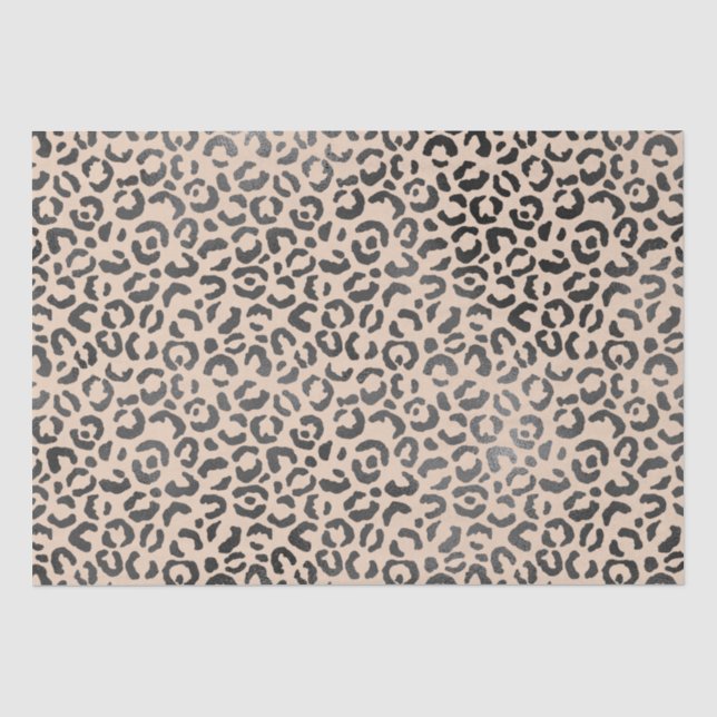 Papel De Seda Impressão Leopardo Preto e Creme (Frente )